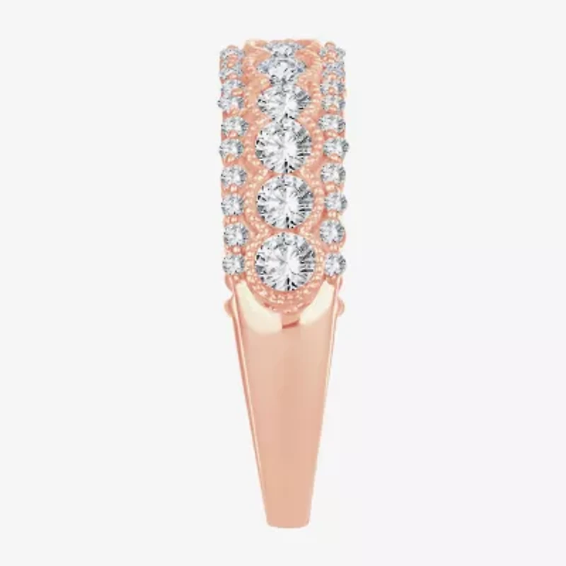 Womens 1 CT. T.W. Natural White Diamond 10K Rose Gold Anniversary Band