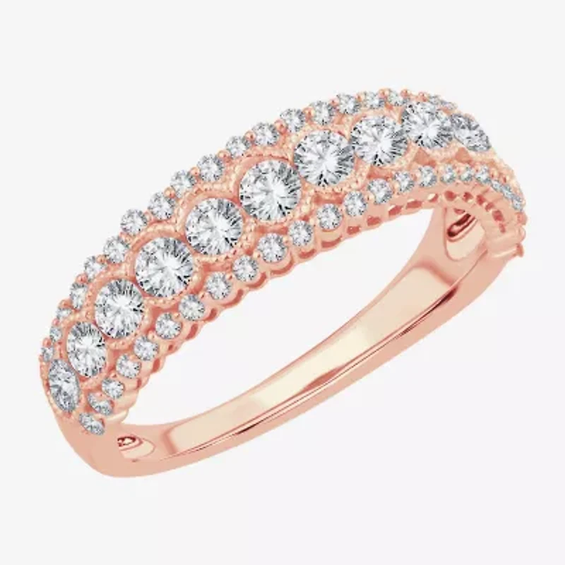 Womens 1 CT. T.W. Natural White Diamond 10K Rose Gold Anniversary Band
