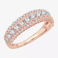 Womens 1 CT. T.W. Natural White Diamond 10K Rose Gold Anniversary Band