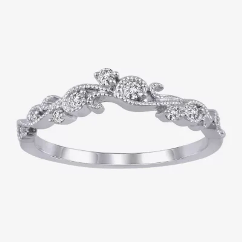 Womens 1/10 CT. T.W. Natural White Diamond 10K Gold Wedding Ring Enhancer