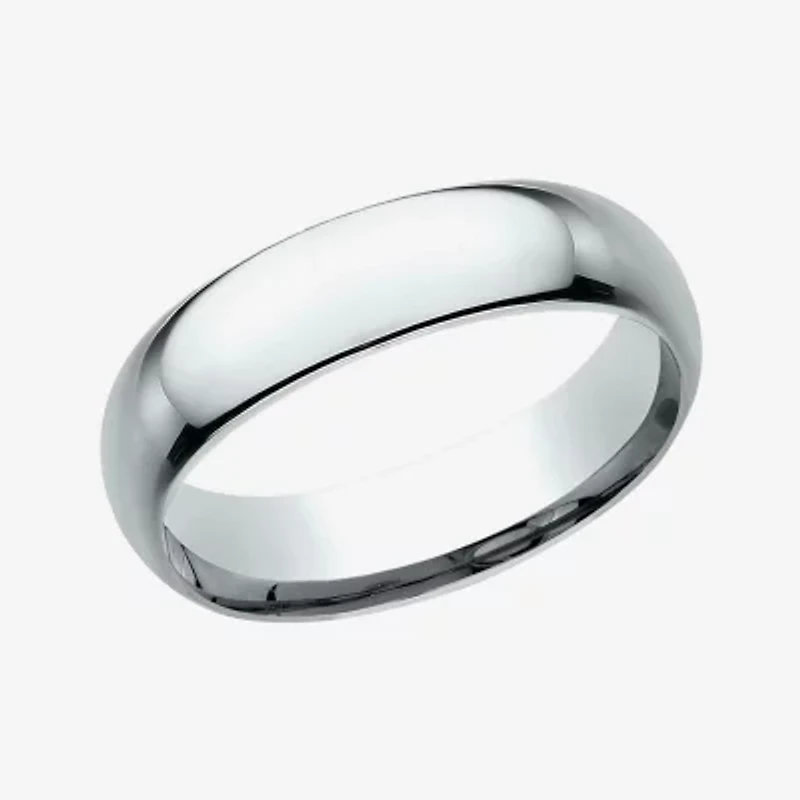 Mens 10K White Gold 6MM Comfort-Fit Wedding Band