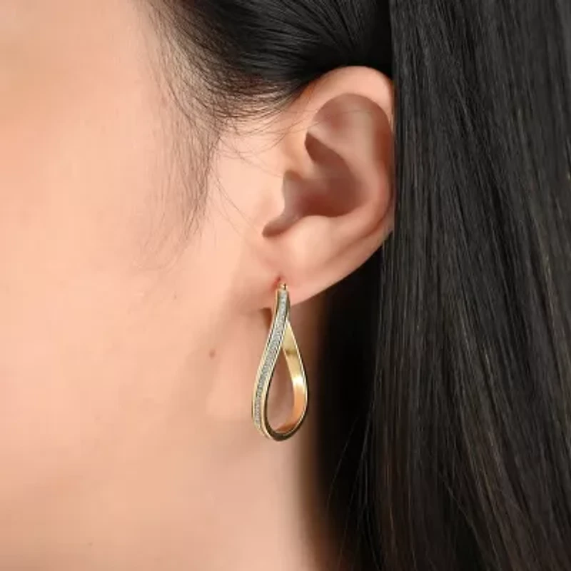 18K Gold Over Silver 35mm Glitter Hoop Earrings