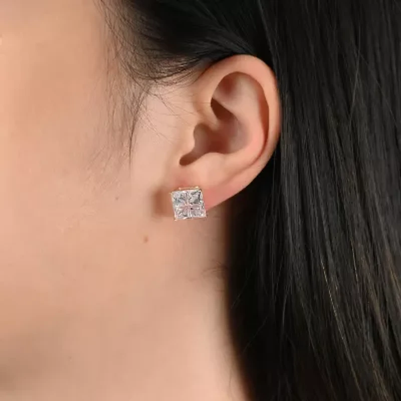 DiamonArt® White Cubic Zirconia 18K Gold Over Silver 10mm Stud Earrings