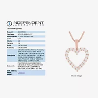 (G-H / Si1-Si2) Womens 1/4 CT. T.W. Lab Grown White Diamond 14K Rose Gold Over Silver Heart 18 Inch Pendant Necklace