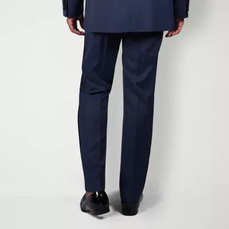 Steve Harvey Mens Geometric Stretch Fabric Classic Fit Pleated Front Suit Pant
