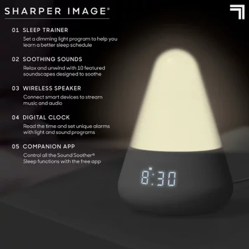Sharper Image® Soother Sleep Bedtime Light And Sounds, Built-In 10 Soundscapes, Sleep Trainer, Aids Sleeping, Stress And Anxiety Relief