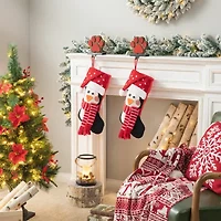 Glitzhome 19" 3D Penguin Hooked Christmas Stocking - Set of 2