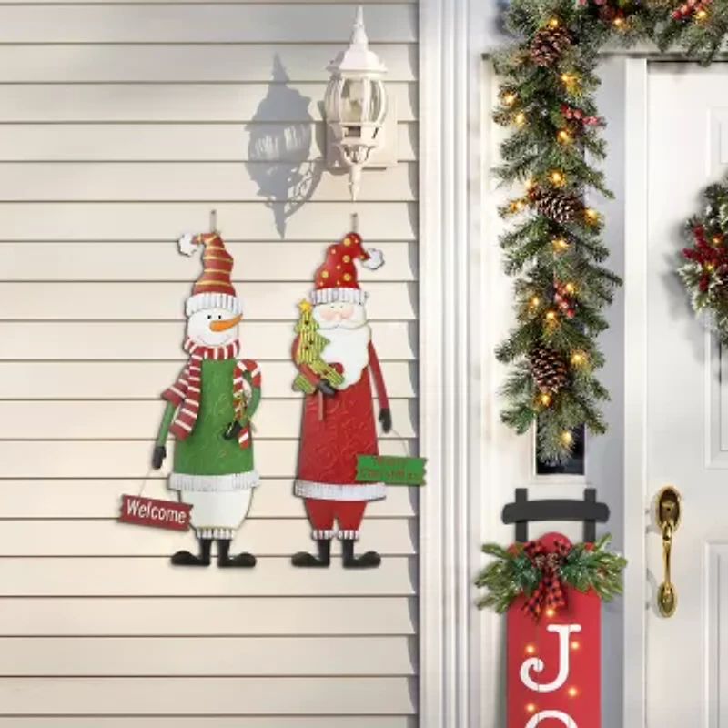 Glitzhome Snowman Santa 2-Pc. Christmas Yard Art