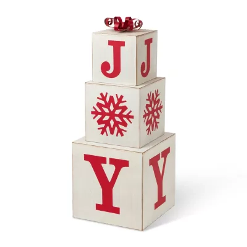 Glitzhome 31.89" Wooden Decorative Block Christmas Yard Art