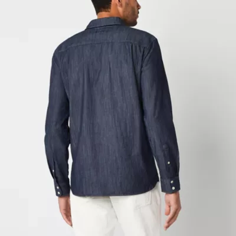 mutual weave Mens Long Sleeve Regular Fit Button-Down Shirt