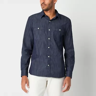 mutual weave Mens Long Sleeve Regular Fit Button-Down Shirt