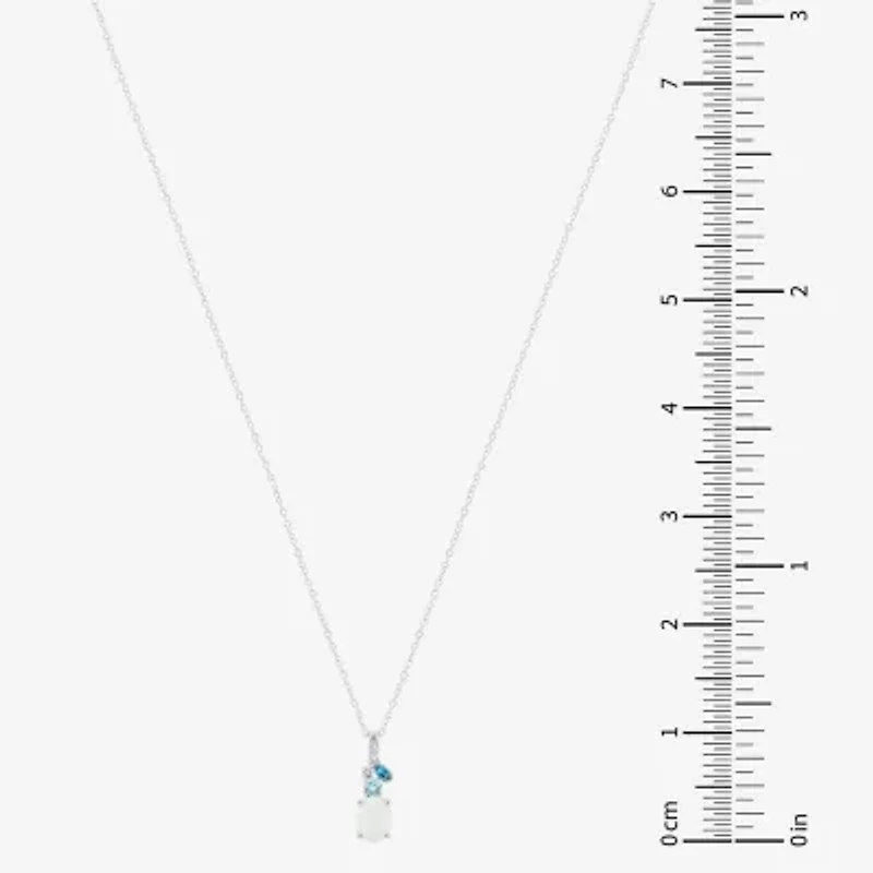 Limited Quantities! Womens Lab Created White Opal Sterling Silver 18 Inch Pendant Necklace
