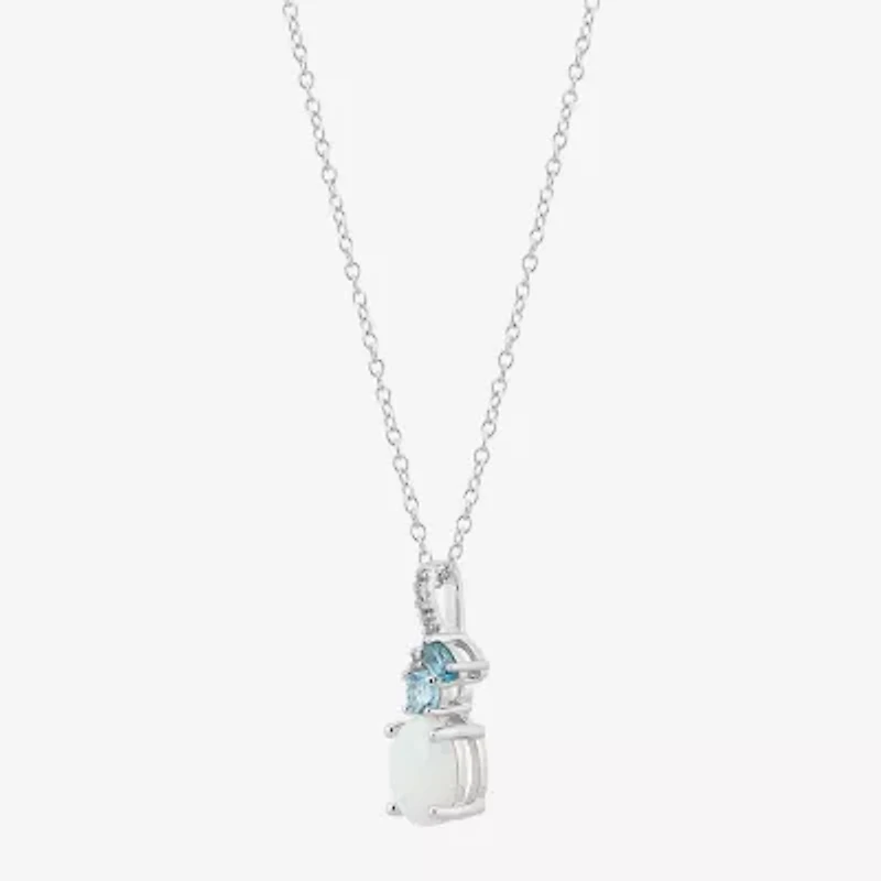 Limited Quantities! Womens Lab Created White Opal Sterling Silver 18 Inch Pendant Necklace