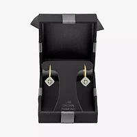 (G-H / I1-I2) Womens 1/6 CT. T.W. Lab Grown White Diamond 10K Gold 19.3mm Cushion Hoop Earrings