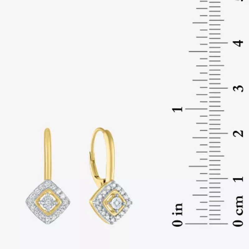(G-H / I1-I2) Womens 1/6 CT. T.W. Lab Grown White Diamond 10K Gold 19.3mm Cushion Hoop Earrings