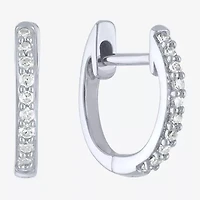 (I1-I2/G-H) Womens 1/10 CT. T.W. Lab Grown White Diamond 10K White Gold 11mm Hoop Earrings