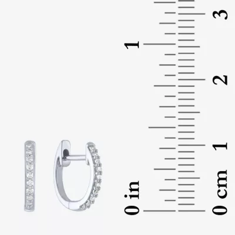 (I1-I2/G-H) Womens 1/10 CT. T.W. Lab Grown White Diamond 10K White Gold 11mm Hoop Earrings