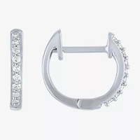 (I1-I2/G-H) Womens 1/10 CT. T.W. Lab Grown White Diamond 10K White Gold 11mm Hoop Earrings