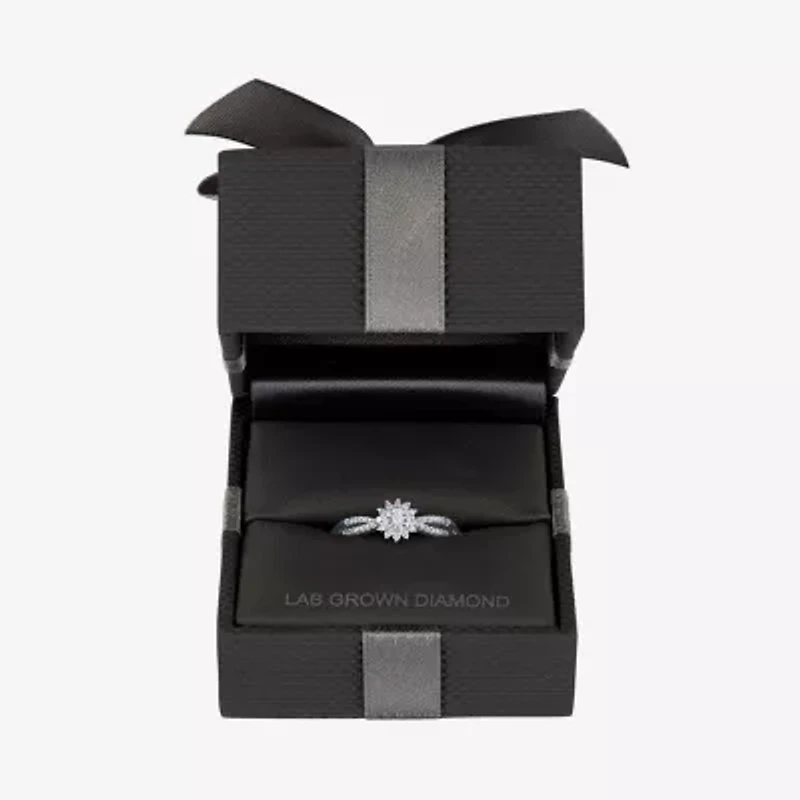 (G-H/ I1-I2) Womens 1/6 CT. T.W. Lab Grown White Diamond 10K Gold Cluster Side Stone Cocktail Ring