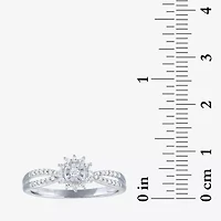 (G-H/ I1-I2) Womens 1/6 CT. T.W. Lab Grown White Diamond 10K Gold Cluster Side Stone Cocktail Ring
