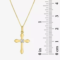 (G-H/I1-I2) Womens Diamond Accent Lab Grown White Diamond 10K Gold Cross 18 Inch Pendant Necklace