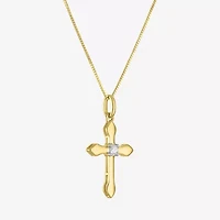 (G-H/I1-I2) Womens Diamond Accent Lab Grown White Diamond 10K Gold Cross 18 Inch Pendant Necklace