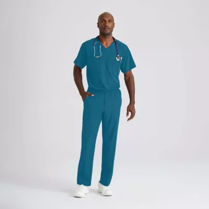 Skechers Sk0112 Structure 1-Pocket Mens V Neck Short Sleeve Tag Free Stretch Fabric Moisture Wicking Scrub Top