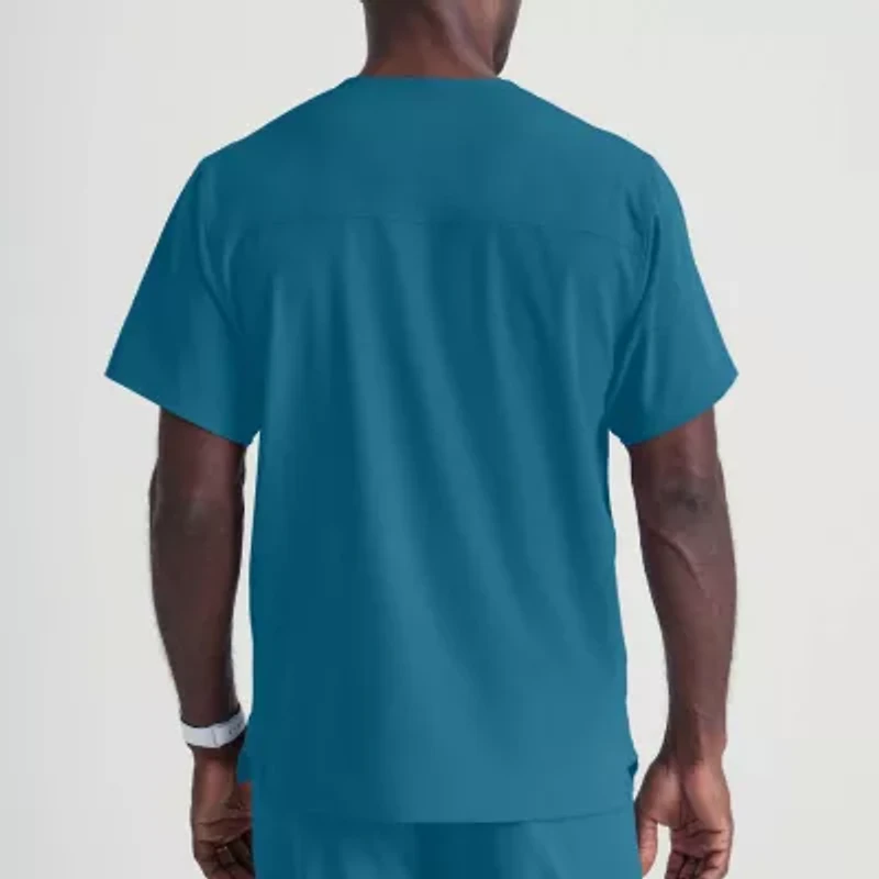 Skechers Sk0112 Structure 1-Pocket Mens V Neck Short Sleeve Tag Free Stretch Fabric Moisture Wicking Scrub Top