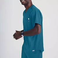 Skechers Sk0112 Structure 1-Pocket Mens V Neck Short Sleeve Tag Free Stretch Fabric Moisture Wicking Scrub Top