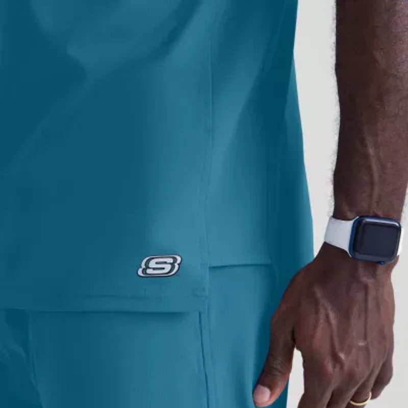 Skechers Sk0112 Structure 1-Pocket Mens Big and Tall V Neck Short Sleeve Tag Free Stretch Fabric Moisture Wicking Scrub Top
