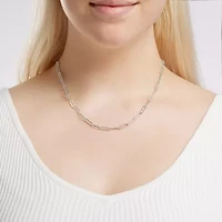 Silver Reflections Textured Womens Pure Silver Over Brass Inch Paperclip Chain Necklace