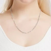 Silver Reflections Textured Womens Pure Silver Over Brass Inch Paperclip Chain Necklace