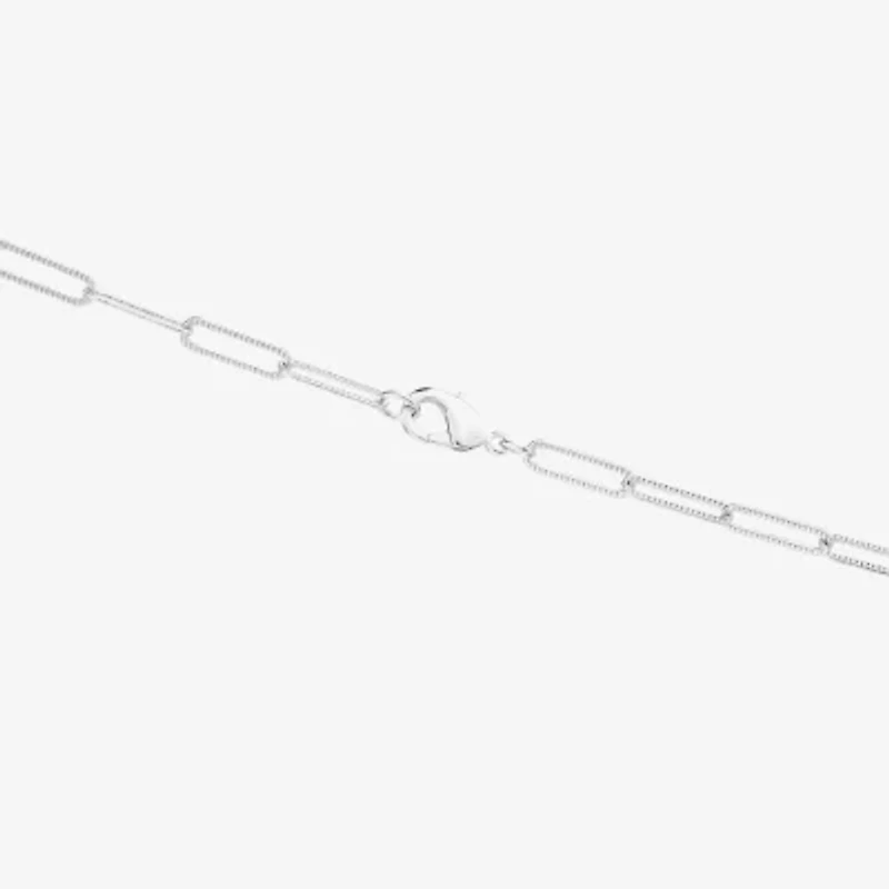 Silver Reflections Textured Womens Pure Silver Over Brass 24 Inch Paperclip Chain Necklace