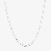 Silver Reflections Textured Womens Pure Silver Over Brass 24 Inch Paperclip Chain Necklace
