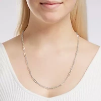 Silver Reflections Textured Womens Pure Silver Over Brass 24 Inch Paperclip Chain Necklace