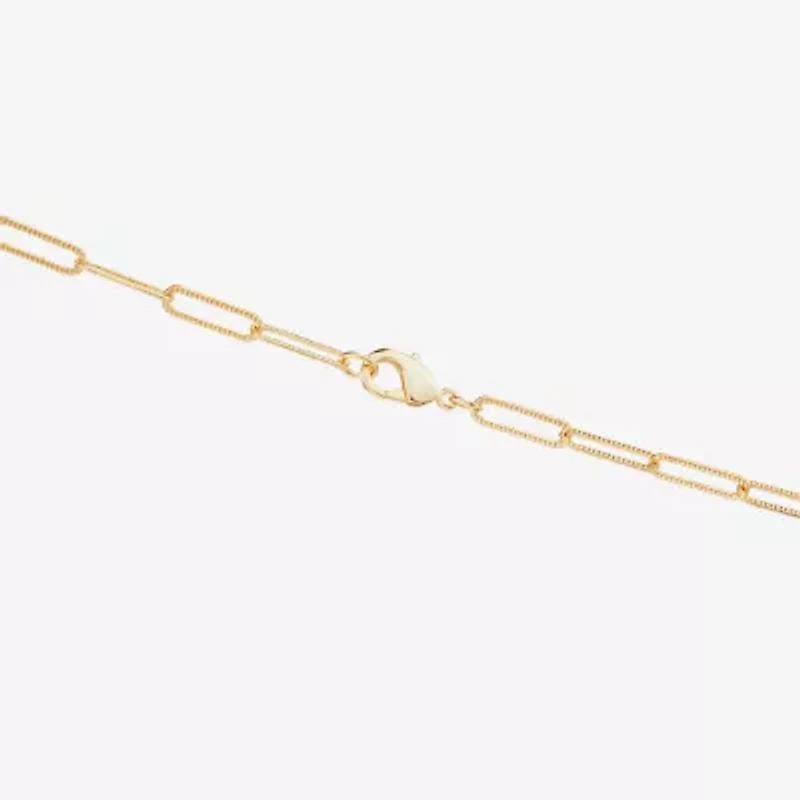 Silver Reflections Textured 14K Gold Over Brass 18- 24" Paperclip Chain Necklace