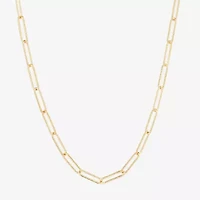 Silver Reflections Textured 14K Gold Over Brass 18- 24" Paperclip Chain Necklace