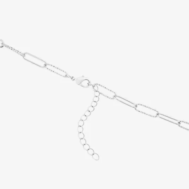 Silver Reflections Textured Womens Pure Silver Over Brass 16 Inch Paperclip Chain Necklace