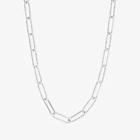 Silver Reflections Textured Womens Pure Silver Over Brass 16 Inch Paperclip Chain Necklace