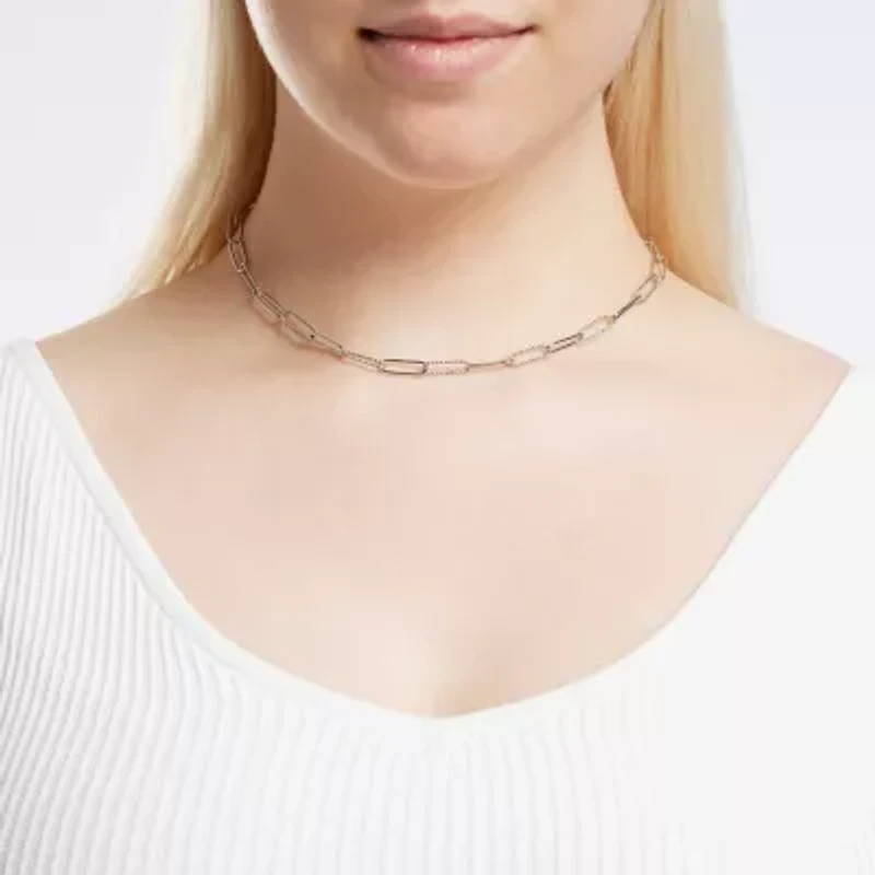 Silver Reflections Textured Womens Pure Silver Over Brass 16 Inch Paperclip Chain Necklace