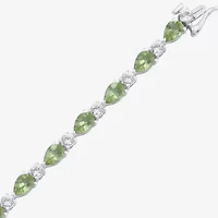Womens Genuine Green Peridot Sterling Silver 7.5 Inch Tennis Bracelet