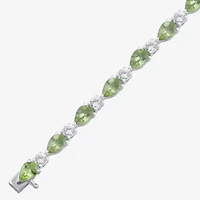 Womens Genuine Green Peridot Sterling Silver 7.5 Inch Tennis Bracelet