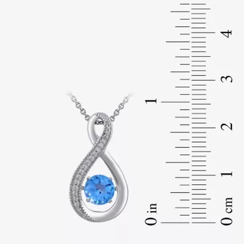 Womens Genuine Blue Topaz Sterling Silver 18 Inch Pendant Necklace