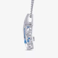 Womens Genuine Blue Topaz Sterling Silver 18 Inch Pendant Necklace