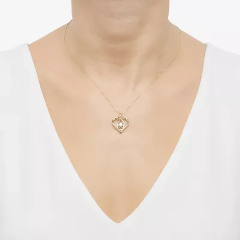 (H-I / Si1-Si2) Womens 1/3 CT. T.W. Lab Grown White Diamond 10K Gold Heart 18 Inch Pendant Necklace