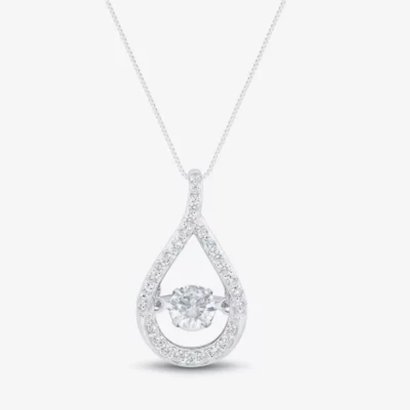 (H-I / Si1-Si2) Womens 1/2 CT. T.W. Lab Grown White Diamond 10K White Gold Pear 18 Inch Pendant Necklace