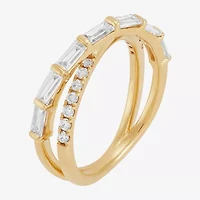 (H-I / Si1-Si2) Womens 2.5MM 1 CT. T.W. Lab Grown White Diamond 10K Gold Crossover Band