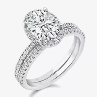 Signature By Modern Bride Womens 2 CT. T.W. Lab Grown White Diamond 10K or 14K Gold Oval Side Stone Bridal Set