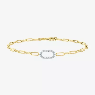 Yes, Please! (G-H / I1-I2) Womens 14K Gold Over Silver 18 Inch Paperclip Chain Bracelet