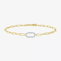 Yes, Please! (G-H / I1-I2) Womens 14K Gold Over Silver 18 Inch Paperclip Chain Bracelet